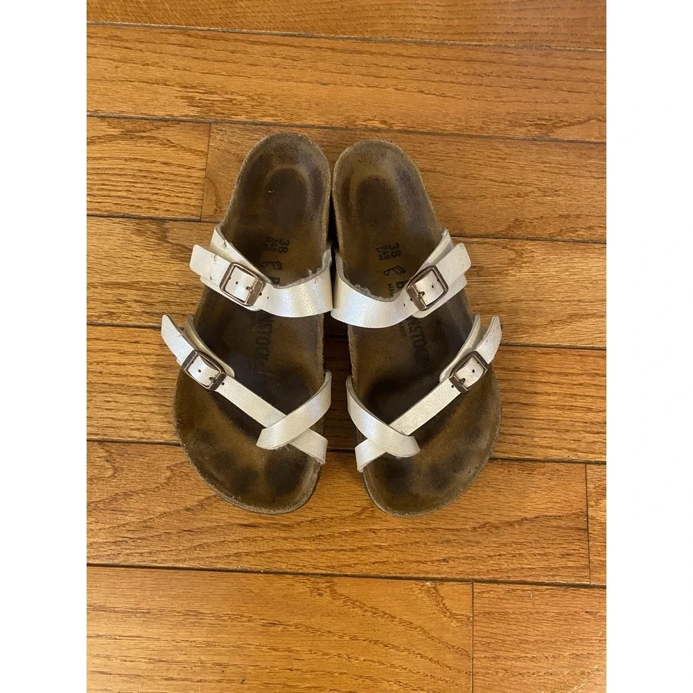 Birkenstock Mayori Slide Sandal Leather Size 38 White